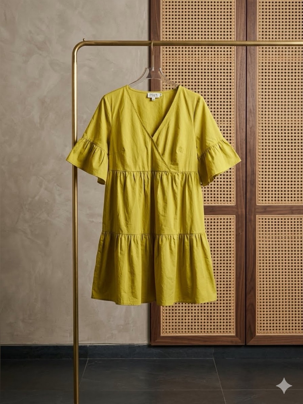 Molly Bracken Hot Pink Tiered V-Neck Mini Dress